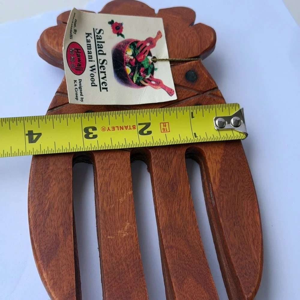 Vintage Hawaii No Ka Oi Kamani Wood Salad Servers Set New With Tags B-9